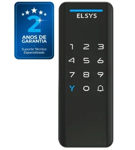 Fechadura Digital de Sobrepor Elsys DS1100V, Preta, Abertura por senha ou tag, Acabamento em Vidro, Bloqueio automático, Teclado Touch luminoso