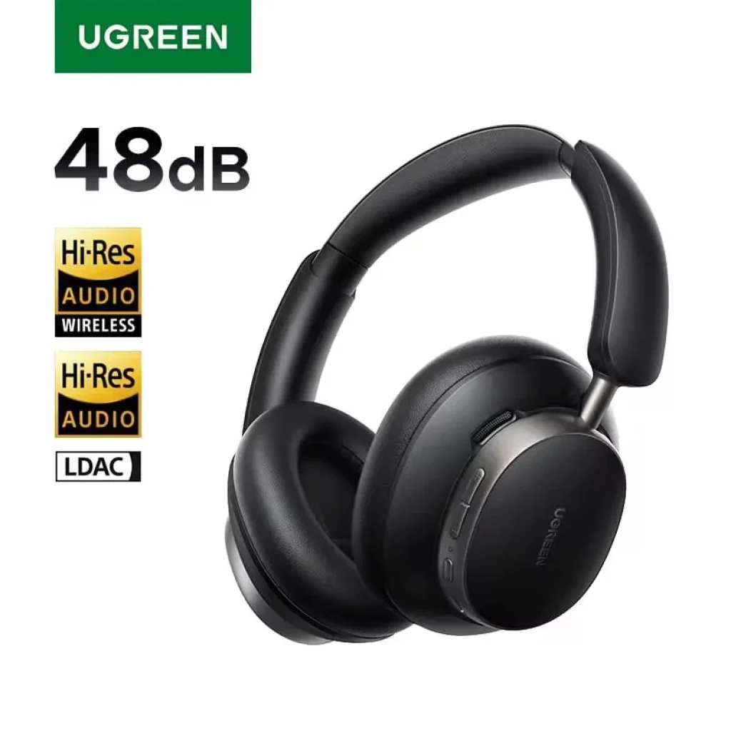 Headphone Wireless UGREEN Studio Pro – 48dB Híbrid ANC Over-ear LDAC Hi-Res 120h Playtime Bluetooth 6.0, Dual Driver (40+12 mm), Premium, Latência Ultrabaixa, EQ App, Couro, Metal