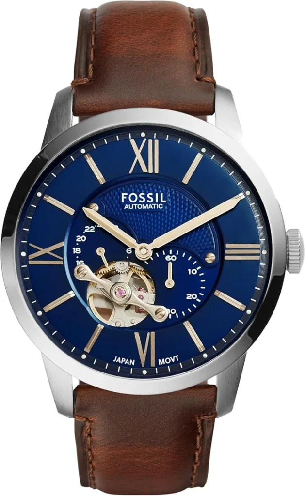 Fossil Relógio masculino automático Townsman com movimento mecânico e mostrador esqueleto