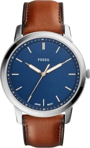 Fossil Relógio masculino minimalista casual fino de aço inoxidável – FS5304