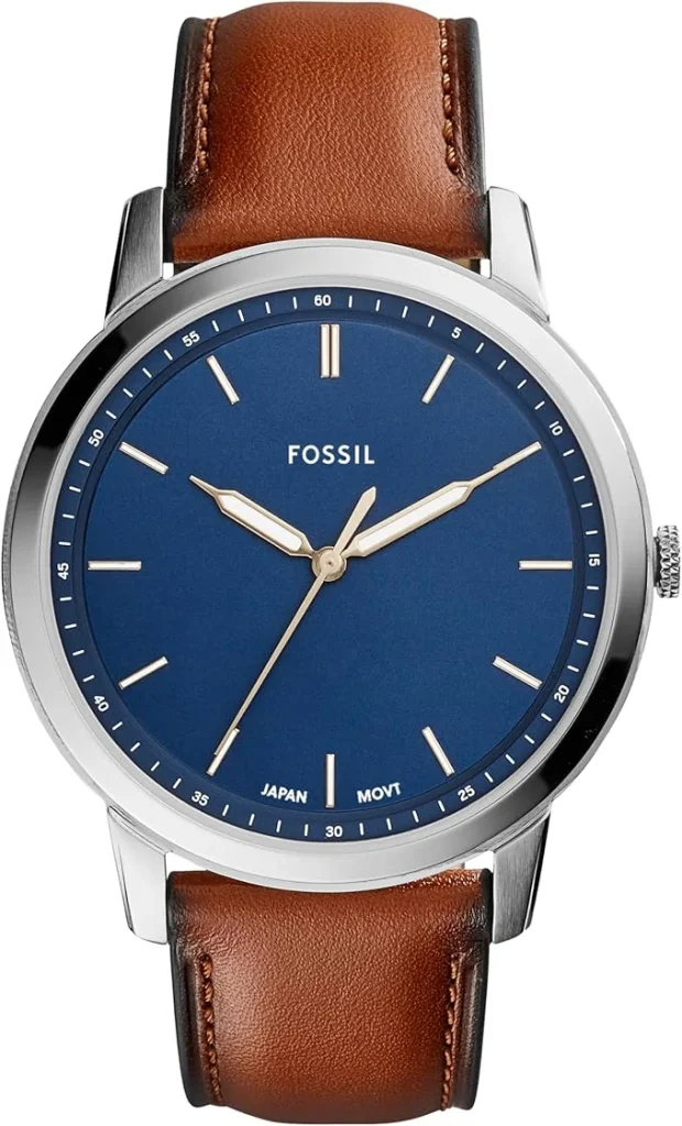 Fossil Relógio masculino minimalista casual fino de aço inoxidável – FS5304