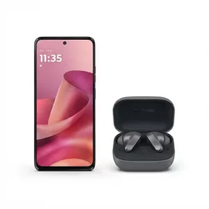 Kit Motorola Moto G47 5G 128GB Rosa com Fone Bluetooth Moto Buds Bass Preto