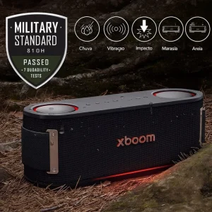 Caixa de Som LG XBOOM Bounce, 40W RMS, Bateria recarregável, IP67, até 30h de reprodução, Bluetooth 5.3, luzes multicolor e resistência militar – BOUNCE.ABRALBK