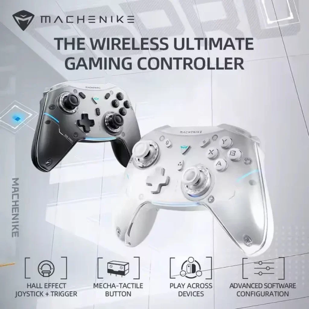 Controle Sem Fio Machenike G5 Pro Elite Gamepad RGB Custom Gatilho Hall Joystick Botões Mecânicos Táteis Botões traseiros programáveis duplos Para Switch PC Android IOS Tri-Mode