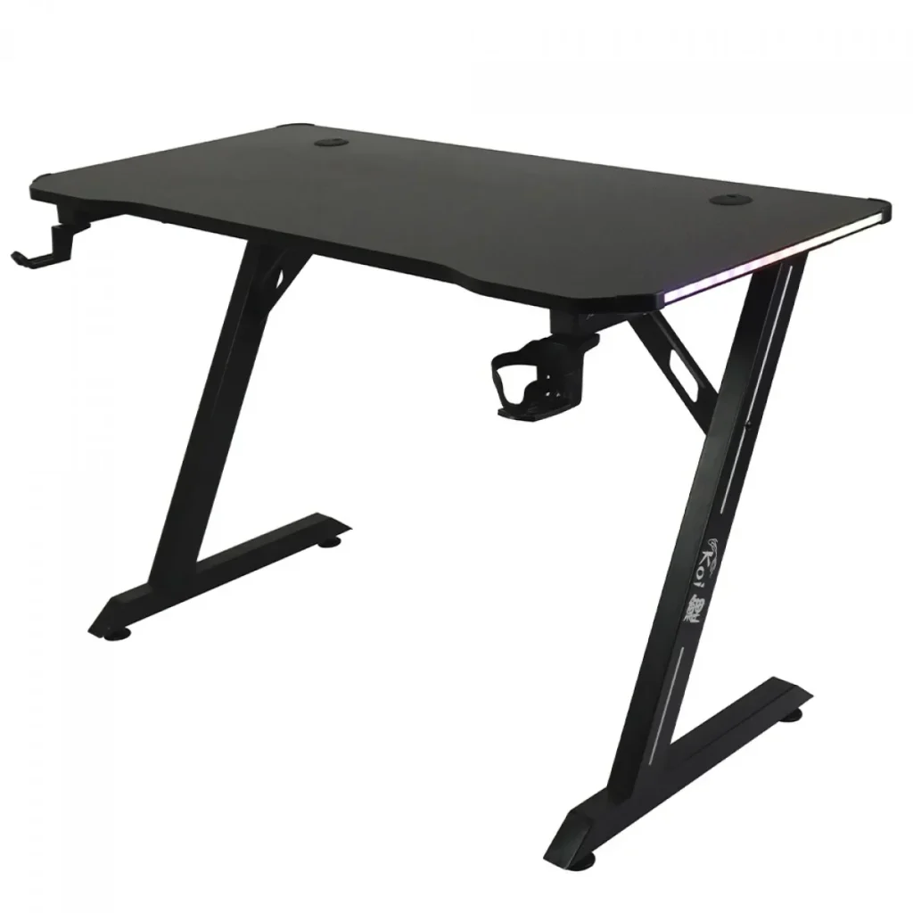 Mesa Gamer Ninja Koi RGB, Com Suporte Para Headset e Copo, Preta, SF-TB-KO12060BF RGB