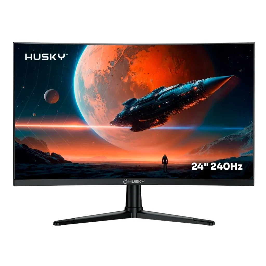 Monitor Gamer Curvo Husky Boreal 24″, FHD, 240Hz, 1ms, Adaptive Sync, VA, DisplayPort e HDMI, HDR – HMG00524PT