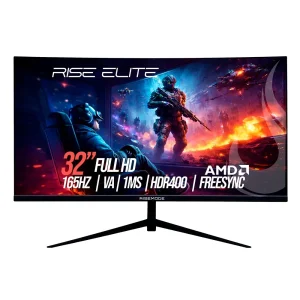 Monitor Gamer Rise Mode 32″ Full HD Curvo, 165hz, IPS, Preto, HDMI e DisplayPort, sRGB 99%, Suporte Vesa – RM-MOG-32C165FH-B