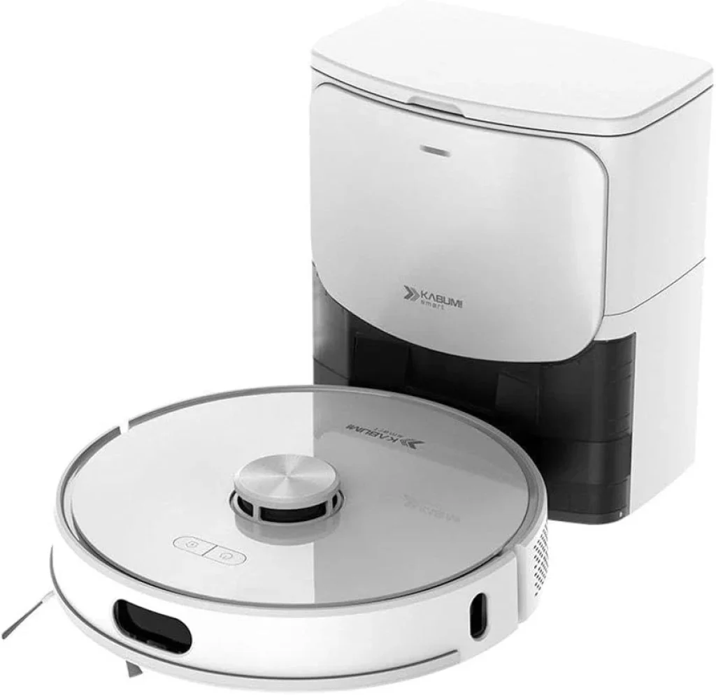 Robô Aspirador de Pó e Passa Pano KABUM! smart K1100 – Mapeia a Laser, 2 MOPs, até 10.000Pa, App, Alexa/Google, BT, 220V, Branco – KSAR110020BR
