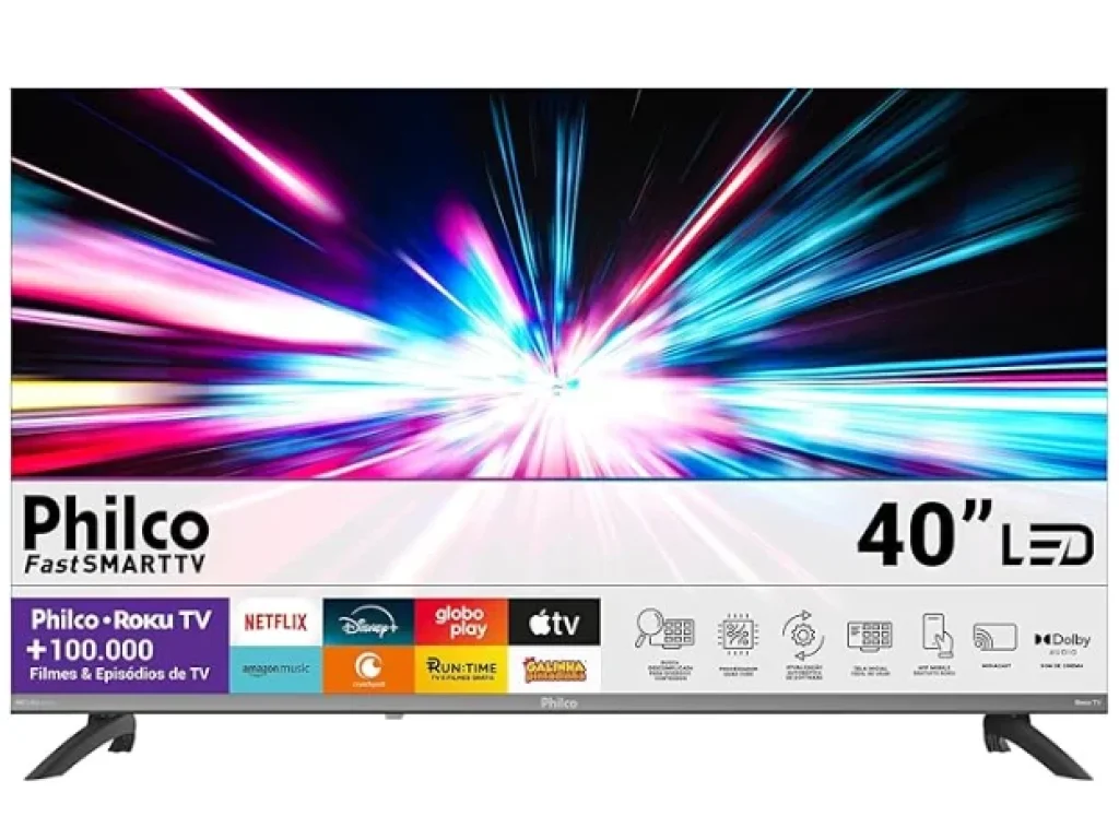 Smart TV 40″ LED Philco Roku TV HDR10 Dolby Áudio – P40CRA