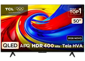 Smart TV TCL 50″ 4K UHD QLED P7L – Design slim, Canais grátis, Dolby Vision, HDR 10+, HLG, Google TV – 50P7L