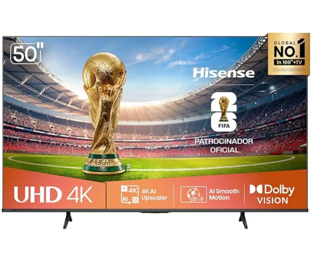 Smart TV Hisense 4K 50″ Polegadas A6NV com Dolby Vision, HDR10, HLG, Dolby Gaming, Film Maker, DTS Virtual X, Compatibilidade Alexa e Google Home – 50A6NV
