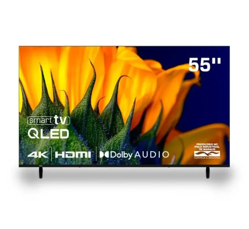 Smart TV HQ 55″ QLED 4K Wi-Fi Bluetooth, Dolby Audio, Whale OS, Apps, Netflix, YouTube e Prime Vídeo – HQ-QLED55SM