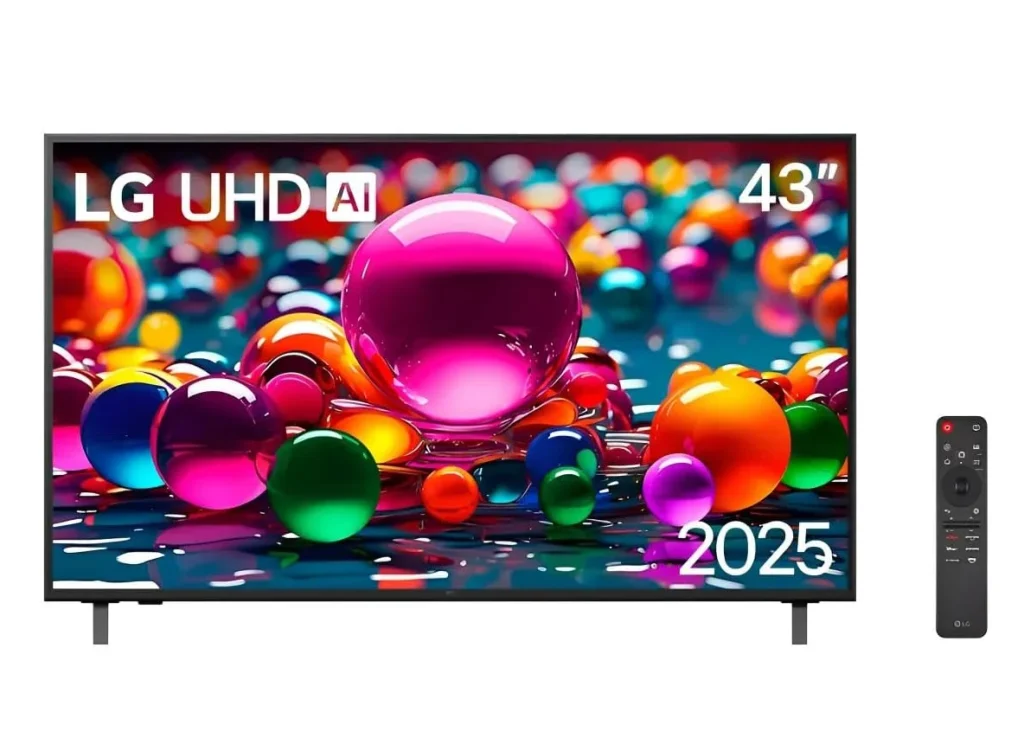 Smart TV LG 43″ 4K AU801C0 – Processador IA α7 Gen8, 4K Upscaling, Botão AI, webOS – 43AU801C0SA