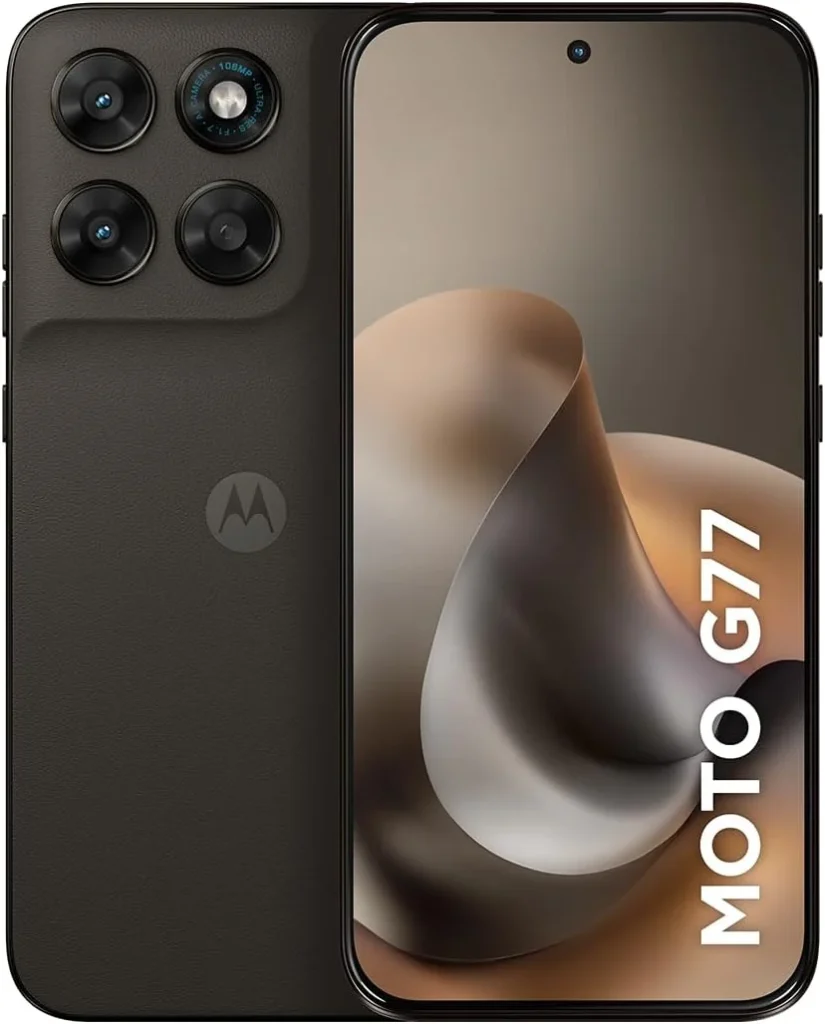 Smartphone Motorola Moto G77 5G – 256GB 24GB (8GB RAM + 16GB RAM Boost) camera 108MP Ultra-Pixel, tela 1.5K extreme Amoled 120hz, ultrarresistente – Marrom