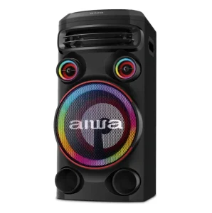 Torre de Som AIWA T1W-02 1600W RGB Woofer 10″ 2 Mid, 2 Twitter, Bluetooth, Bass Boost, USB, FM, DJ, Aux, RCA, Guitarra, 2 Mic – AWS-T1W-02