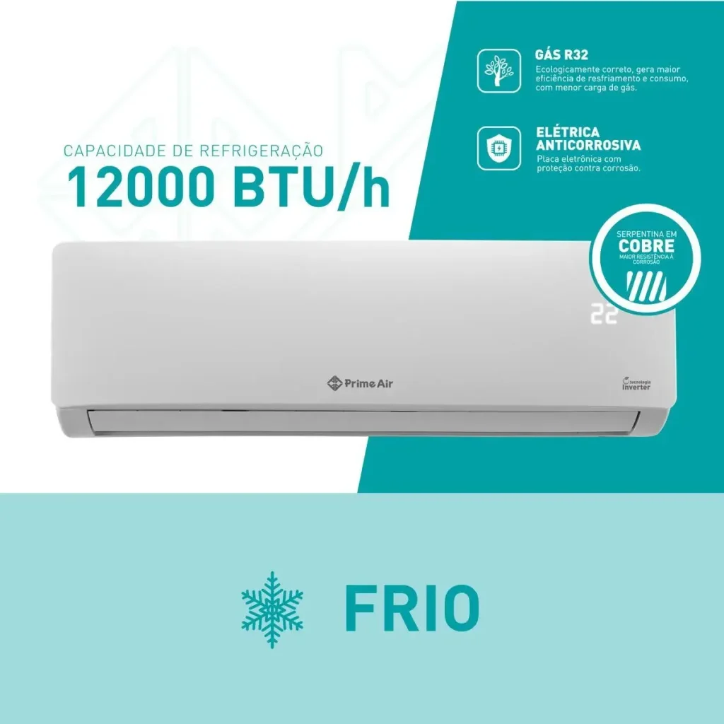 Ar-condicionado Split Inverter 12.000 BTUs Prime Air Frio Hi Wall 220V - PAC12FC