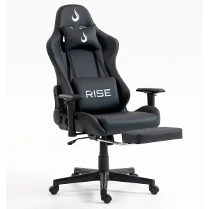 Cadeira Gamer Rise Mode X02, Ângulo Ajustável, Até 130Kg, Braço 2D, Apoio Para os Pés Retrátil, Preta – RM-CG-X02-BK