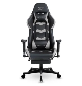 Cadeira Gamer XT Racer Speed Series, Até 120kg, Com Almofadas e Apoio de Pés, Reclinável, Descanso de Braço 2D, Preto e Cinza – XTS170