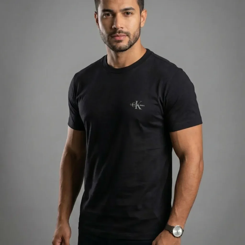 Camiseta Calvin Klein Jeans New Mono Logo Ck Issue Preta