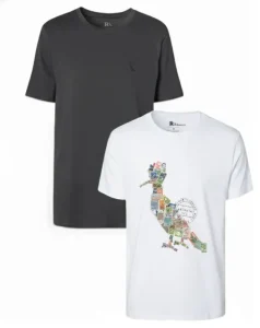 Kit com 2 Camisetas Reserva Estampa Algodão – Preto/Branco