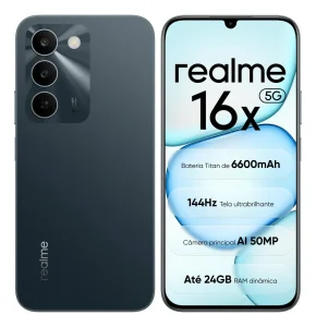 Celular Smartphone Realme 16x 5g 256gb 8gb Ram Dual Sim Nfc Mediatek Dimensity 6300,bateria Titan 6600mah,tela Ultrabrilhante 144hz, Ip64, Câmera 50mp, Android 16, Verde