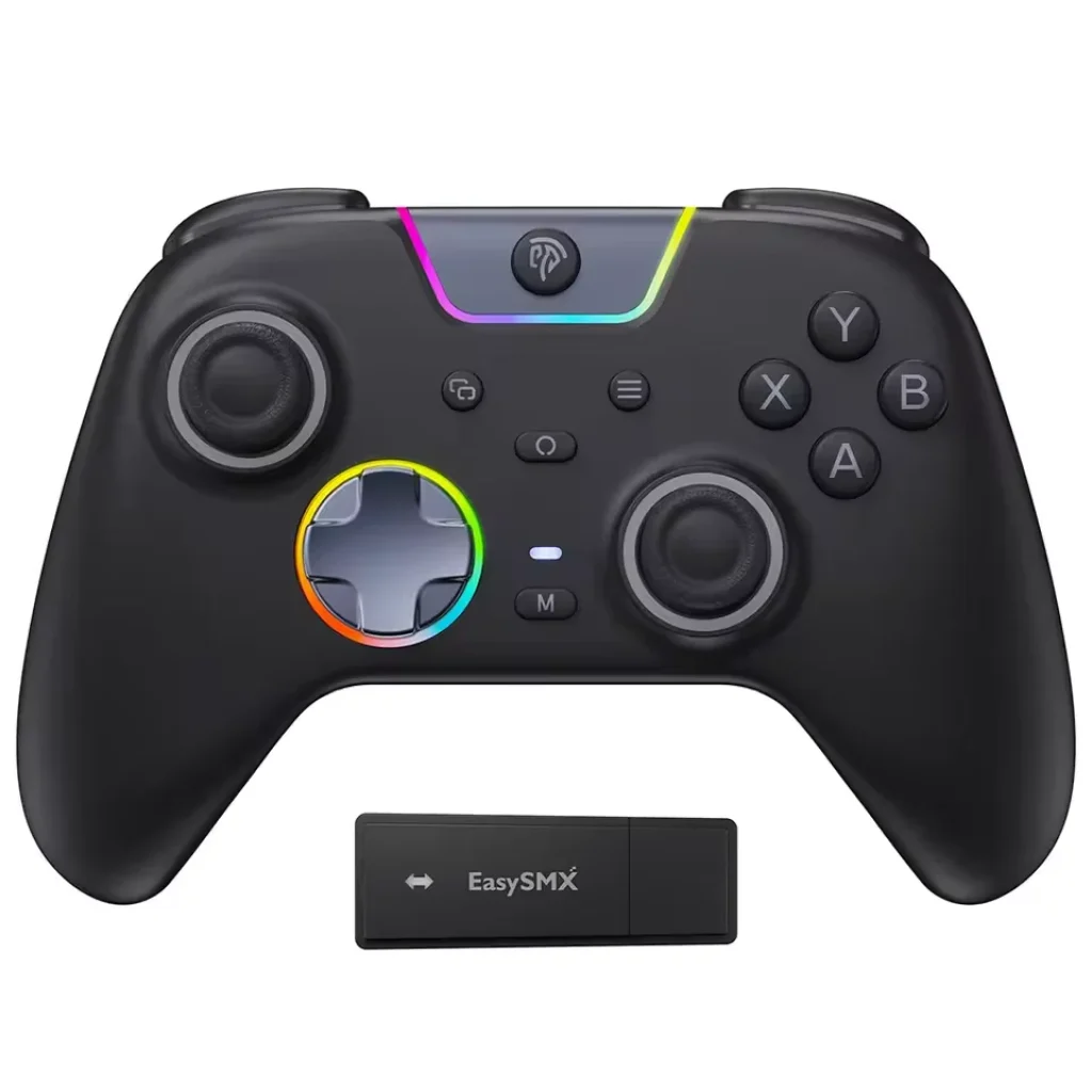 Controle sem fio EasySMX X05 Pro RGB com Botões Silenciosos, Bateria de 1000mAh, Joystick Hall, Impulse Triggers, Rumble Motors, Design ergonômico para PC/Switch/Celular