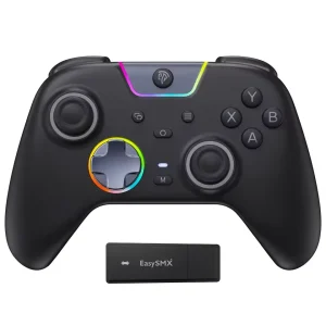 Controle sem fio EasySMX X05 Pro RGB com Botões Silenciosos, Bateria de 1000mAh, Joystick Hall, Impulse Triggers, Rumble Motors, Design ergonômico para PC/Switch/Celular