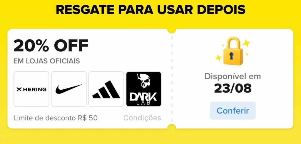 Cupom Mercado Livre 20% OFF em Lojas Oficiais, Limitado a R$50 - Esquenta 9.9 - Resgate hoje e use amanhã 00h