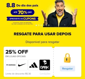 Cupom Mercado Livre 25% OFF em Lojas Oficiais, Limitado a R$30 – Esquenta 8.8 – Resgate hoje e use amanhã 00h