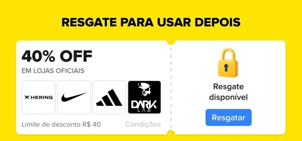 Cupom Mercado Livre 40% OFF em Lojas Oficiais, Limitado a R$40 - Esquenta 8.8 - Resgate hoje e use amanhã 00h
