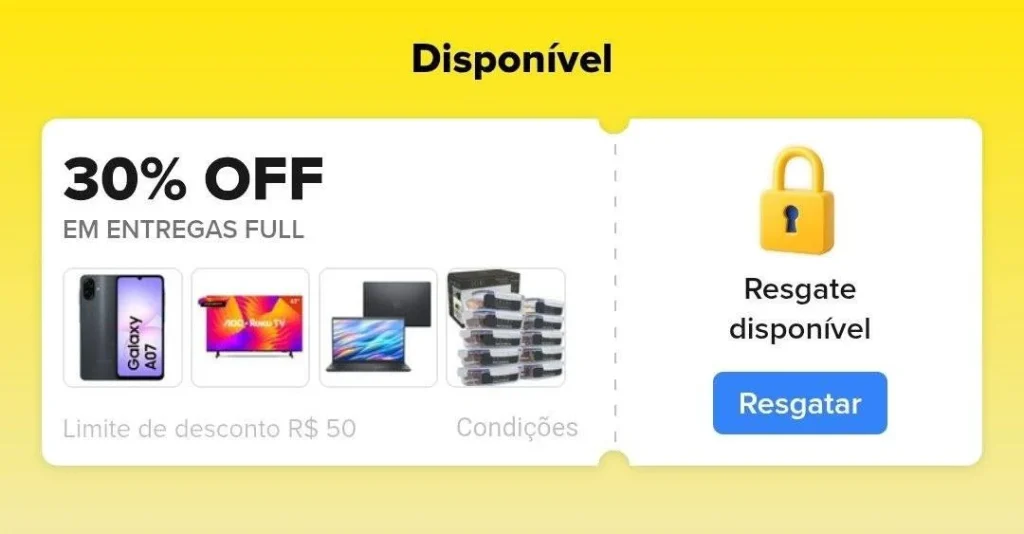 Cupom Mercado Livre 30% OFF em Entregas Full, Limitado a R$50 - Esquenta 9.9 - Resgate hoje e use amanhã 00h