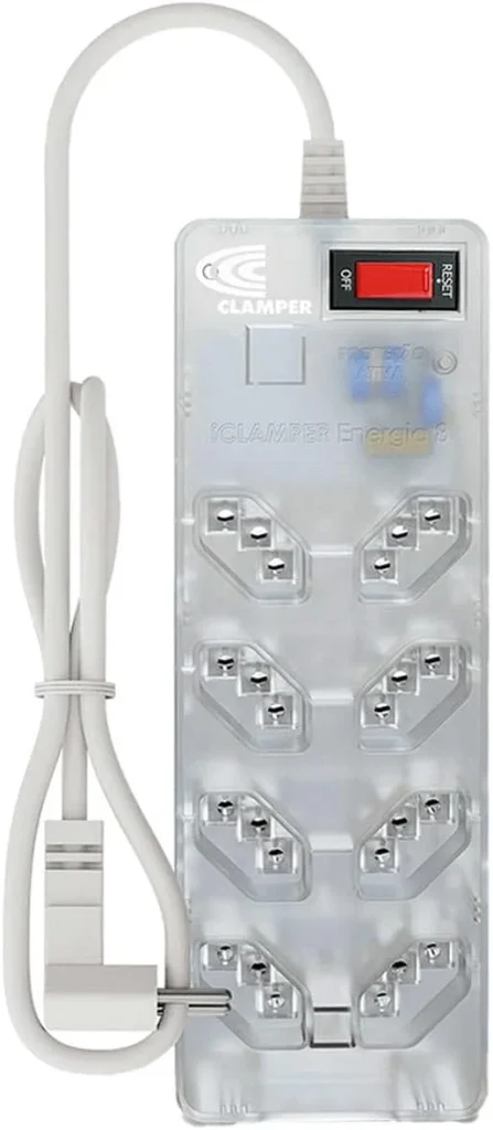 Filtro de Linha Clamper Energia 8 Tomadas Bivolt, com DPS e Proteção LCF Transparente