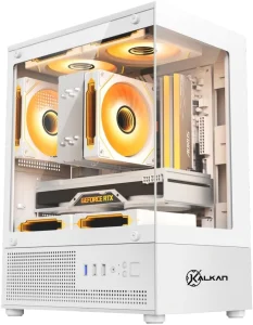 Gabinete Gamer Kalkan Hakon Branco Micro-ATX Sem Fans Vidro Temperado Duplo USB 3.0 Vista Panorâmica KLK00081