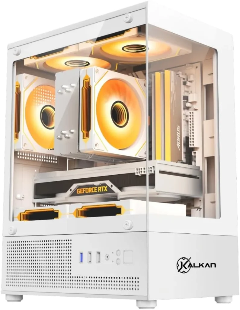 Gabinete Gamer Kalkan Hakon Branco Micro-ATX Sem Fans Vidro Temperado Duplo USB 3.0 Vista Panorâmica KLK00081