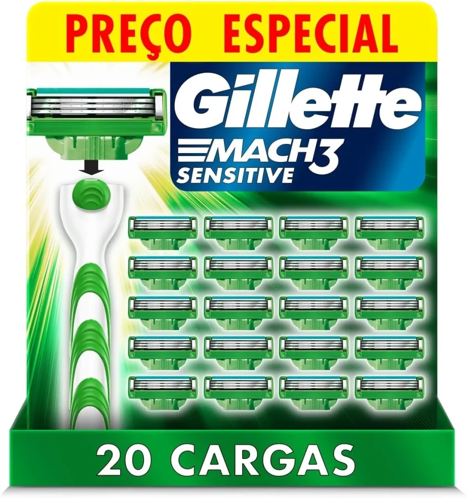 Gillette Mach3 Sensitive – 20 unidades, Carga para Aparelho de Barbear