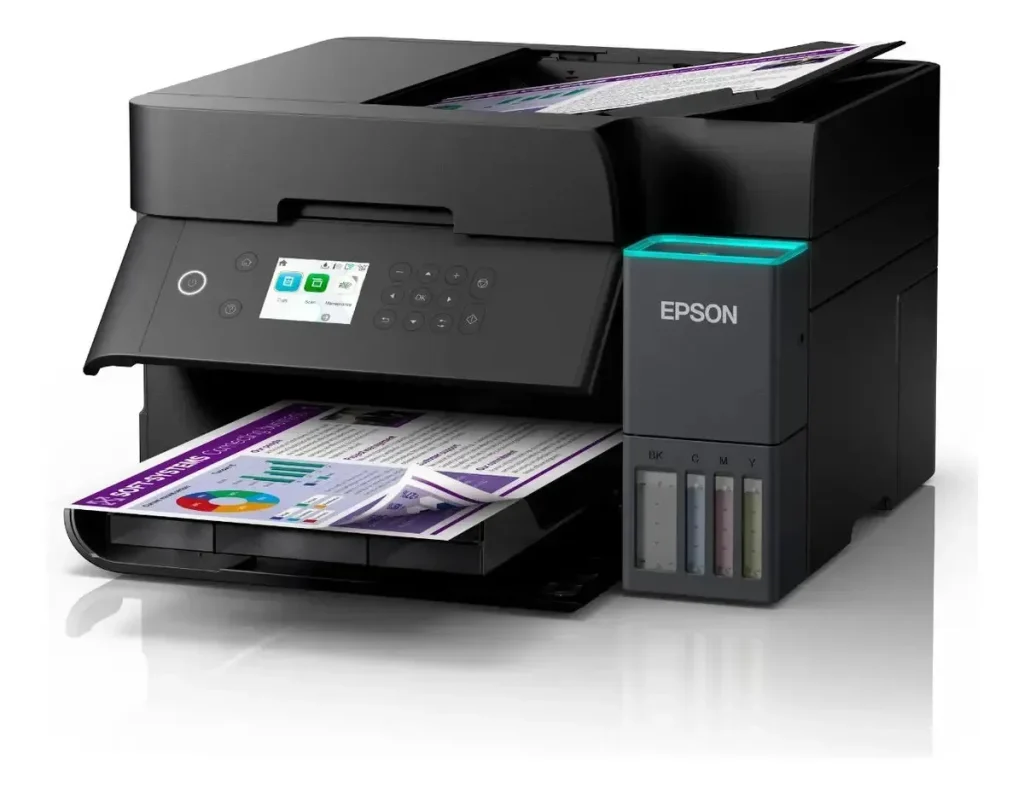 Impressora Multifuncional Colorida Epson EcoTank L6370 - Bandeja para 250 folhas, Frente e verso automático, Wi-Fi, Scanner, Fax, Alimentador automático - C11CL43302BR
