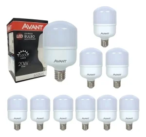 Kit 10 Lâmpadas Led 20W Bulbo 6500k Luz Branca Avant Luz Branco-frio
