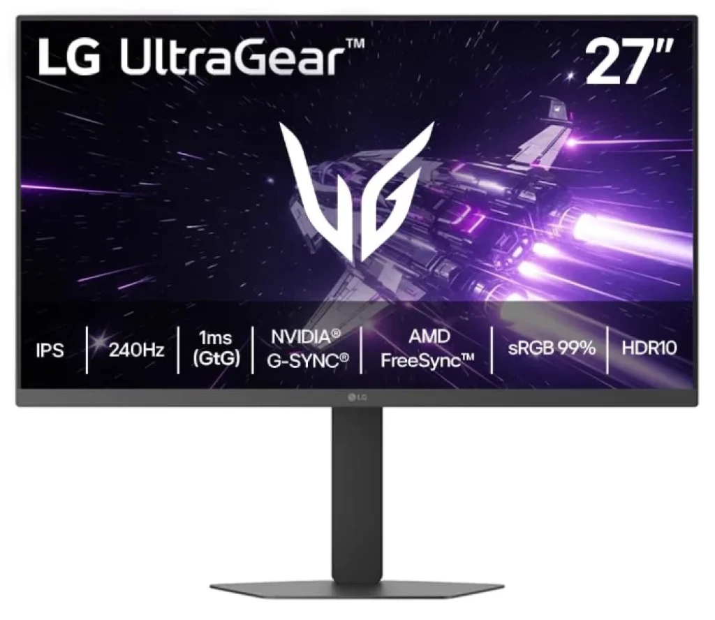 Monitor Gamer LG UltraGear™ 27" FHD IPS 240Hz sRGB 99% (Typ.), 1ms (GtG), HDR10, HDMI 2.0, NVIDIA® G-SYNC®, AMD FreeSync™ Premium - 27G440A-B