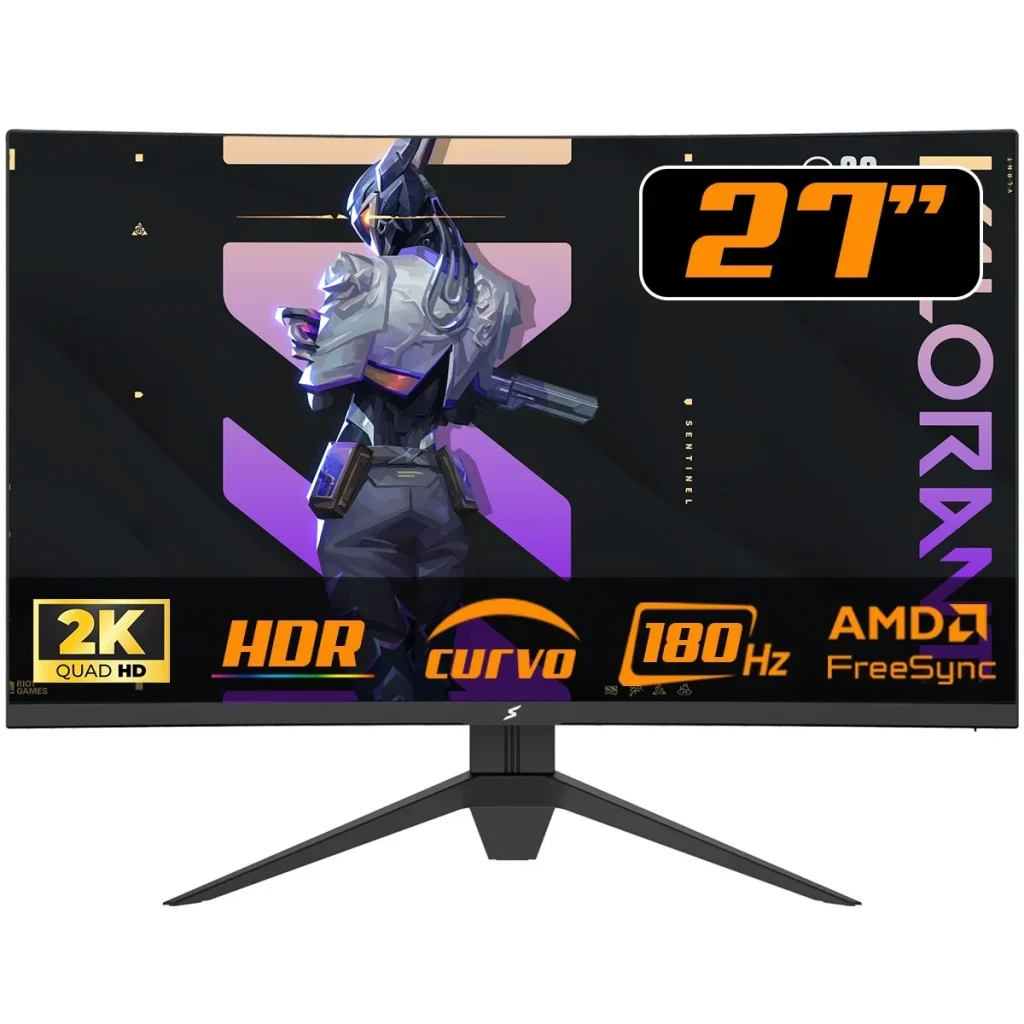 Monitor Gamer SuperFrame Precision, 27 Pol, Quad HD, Curvo, 180Hz, 5ms, FreeSync/G-Sync, HDMI/DP - SFPCCB-27180-QHD
