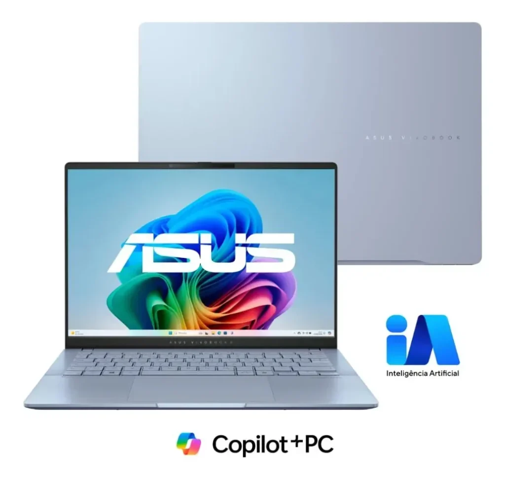 Notebook ASUS Vivobook S 14 OLED – Copilot+ PC – Intel Core Ultra 7 256 V 16GB RAM 512GB SSD 14″ OLED 2,8K Windows 11 Home Mist Blue – S5406SA-QD299W