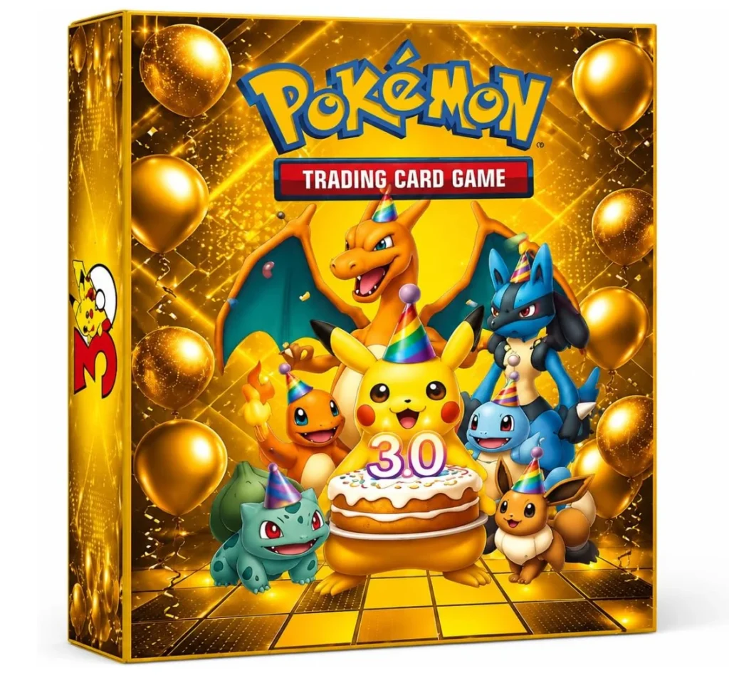 Pokémon Álbum de 9 Bolsos para Cards, Tema Celebração 30 Anos, Pikachu e Personagens