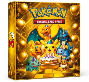 Pokémon Álbum de 9 Bolsos para Cards, Tema Celebração 30 Anos, Pikachu e Personagens