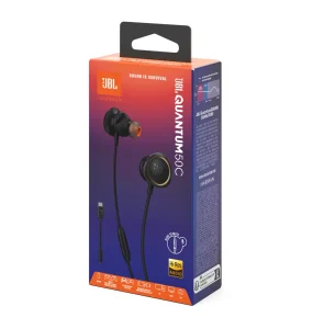 Fone de Ouvido JBL Com Fio, Quantum 50C, Gamer, Intra Auricular, Microfone Integrado, Com Adaptador USB-C – Preto – JBLQTUM50CBLK
