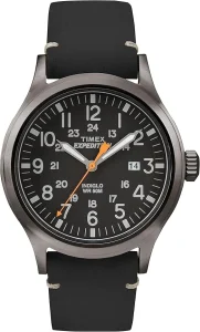 Relógio masculino Timex Expedition Scout 40 mm – Caixa preta e mostrador com pulseira deslizante de couro