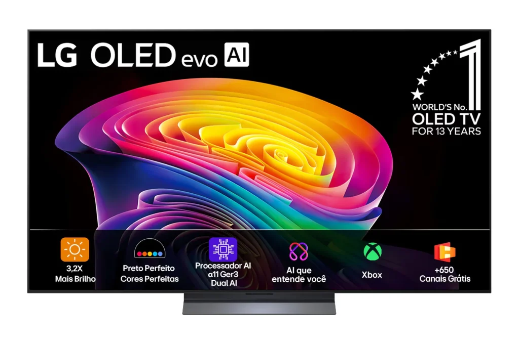 Smart TV 4K LG OLED 65" C6 Evo AI 165 Hz com Processador AI Alpha 11 Ger3, AI Hub, G-SYNC e FreeSync Premium, Dolby Vision, Dolby Atmos e Google Cast - OLED65C6PSA