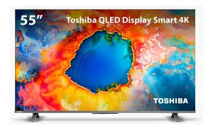 Smart TV 55″ 4K Toshiba QLED TB035M Google TV Dolby Vision Atmos 3 HDMI 2 USB Wi-Fi – TB035M / 55C450NS