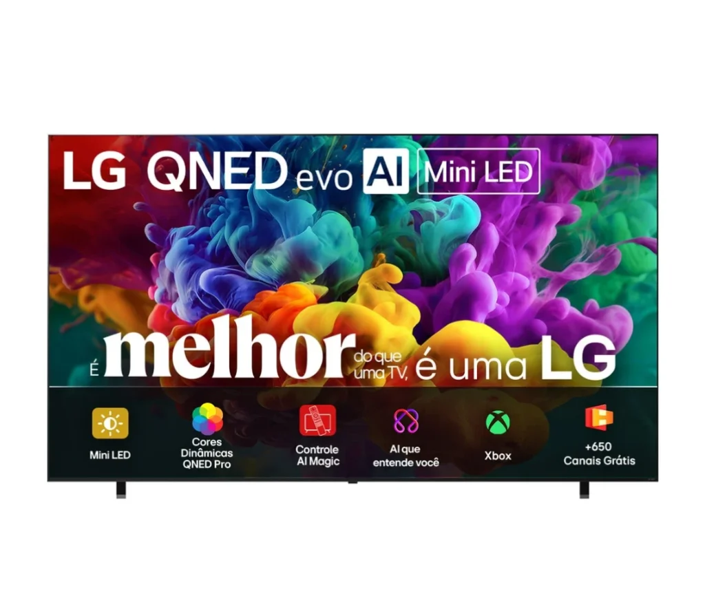 Smart TV LG 100" QNED evo Mini LED AI 4K 120Hz Nativo 144Hz VRR QNED85 (2026) - Precision Dimming Pro, Dynamic QNED Color Pro, Canais grátis, Xbox - 100QNED85BS