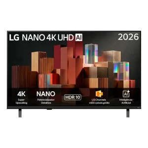 Smart TV LG 50” 4K Ultra HD NANO AI UN85 – Canais grátis, Processador Alpha 7 AI, 4K Super Upscaling, HDR10 Pro, Nano Detail Enhancer, WebOS 26 – 50UN85CBPSA