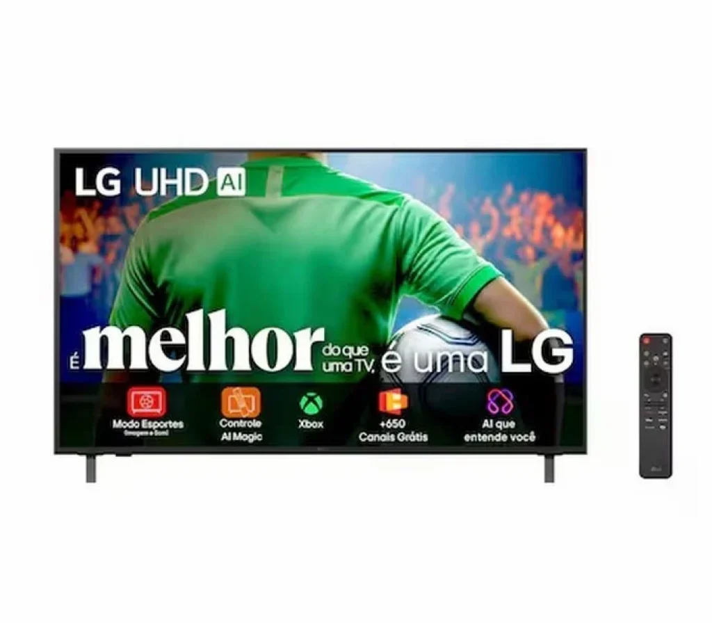 Smart TV LG 55″ 4K UA85 – Processador α7 IA Gen8, 4K Super Upscaling, Botão AI, webOS 25 – 55UA8550PSA