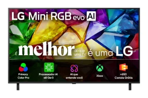 Smart TV LG 86″ 4K Ultra HD Mini RGB 120Hz (2026) MRGB85 – Cobertura de cores completa, Precision Diming, AI Hub, Canais grátis, Processador Alpha 8 AI Ger3, WebOS 26, 100% DCI-P3 e Adobe RGB – 86MRGB85BSC